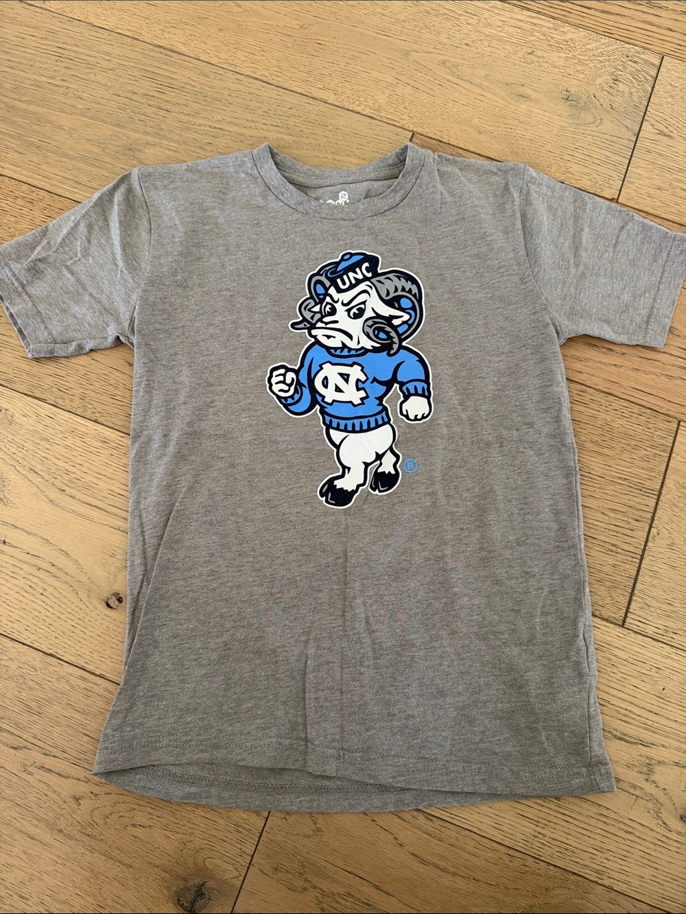 UNC Kids Grey Short-Sleeve Graphic Tee with Carolina Blue Ram